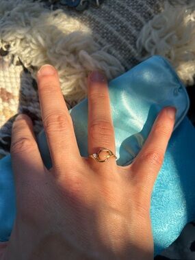 Gold Ring with Pink Coral Stone and Diamond 14k Jewelry